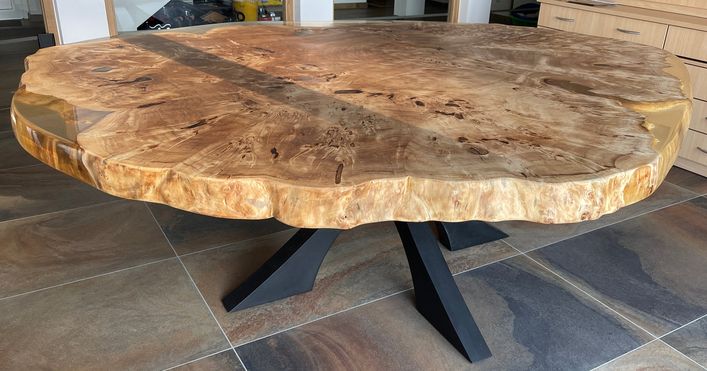 Maserpappel Tischplatte Rund