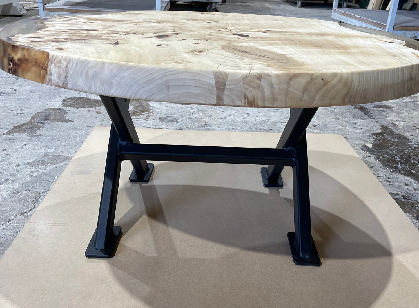 Maserpappel Couchtisch rund 90cm