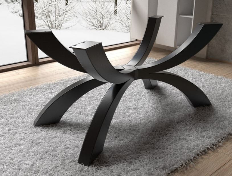 Tischgestell Stylisch geschwungen aus Stahl schwarz oder in Farbe beschichtet V2