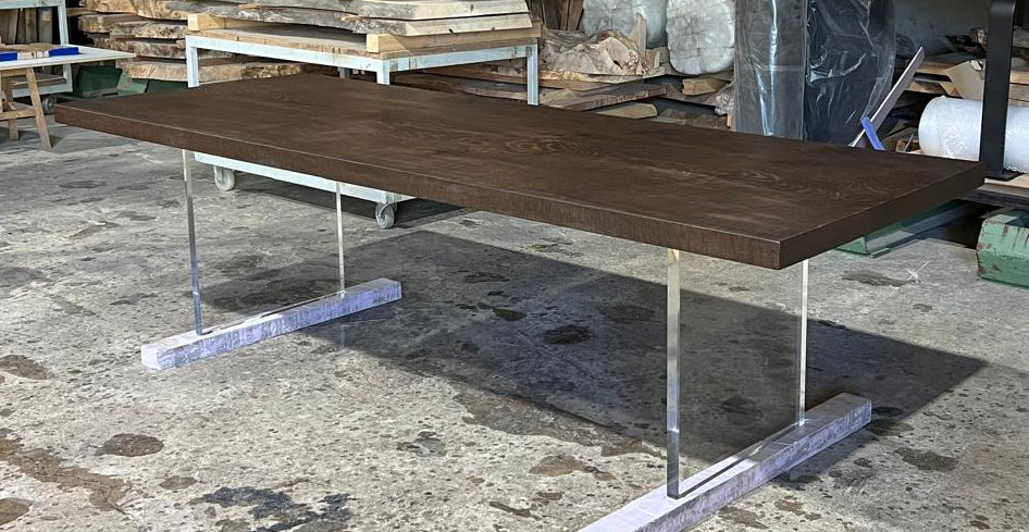 Räuchereiche Tischplatte mit gerader Kante 260x100x5 cm