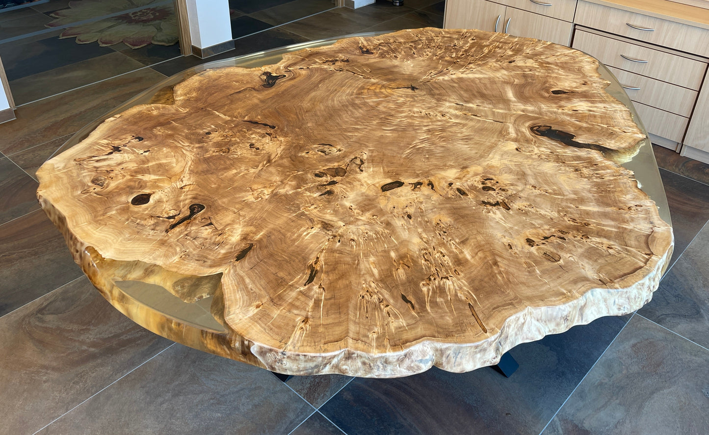 Maserpappel Tischplatte Rund