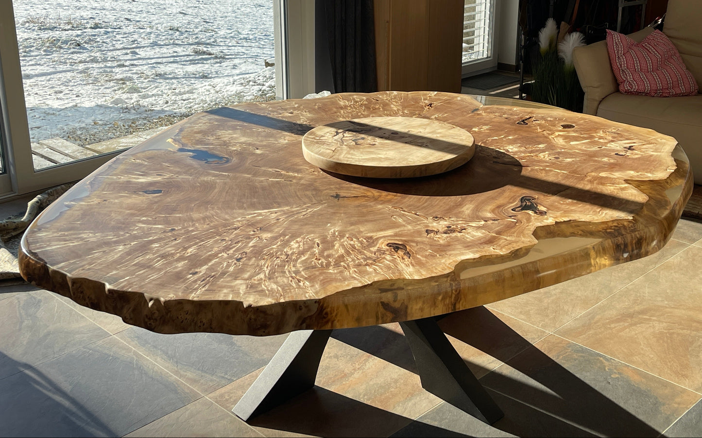 Maserpappel Tischplatte Rund