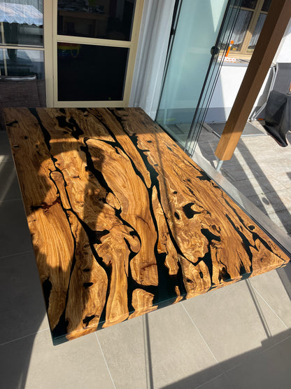Olive Tischplatte mit gerader Kante 190 cm