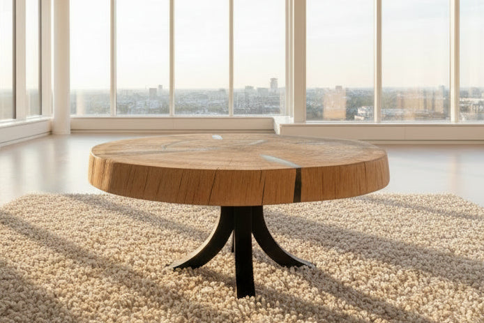 Eiche Couchtisch Beistelltisch massiv rund