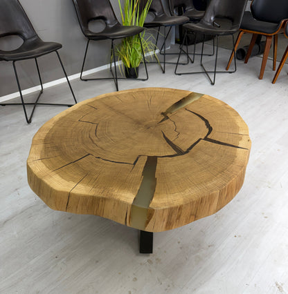 Eiche Couchtisch Beistelltisch massiv rund