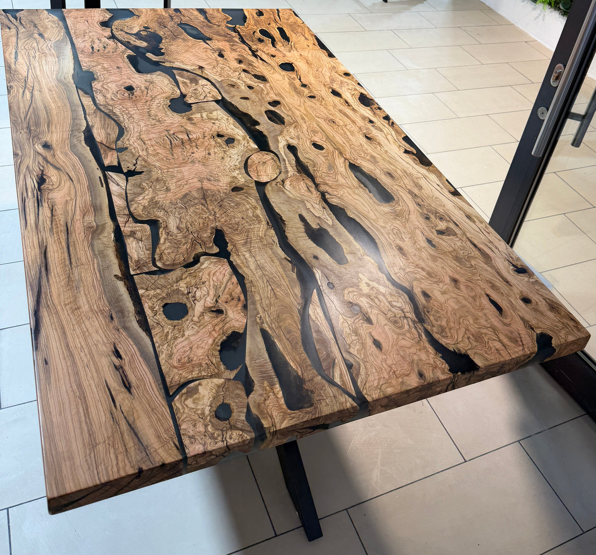 Olive Tischplatte mit gerader Kante 175x103x4,5 cm