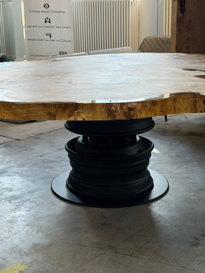 Maserpappel Tischplatte Rund 190cmx200cmx9cm