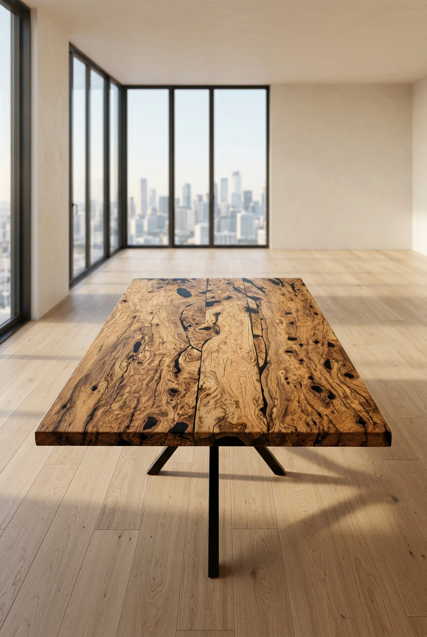 Olive Tischplatte mit gerader Kante 180x110x4 cm