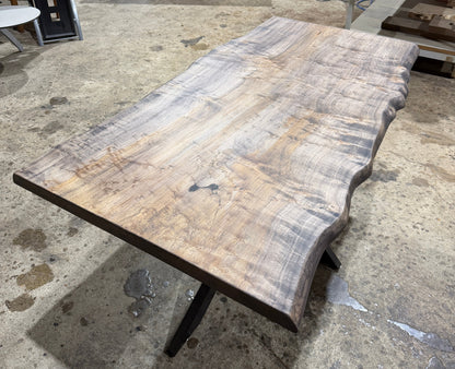 Platane Tischplatte mit Baumkante 200x90x4cm dunkel geölt