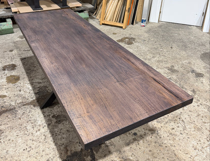 Platane Tischplatte mit gerader Kante 230x85x4cm dunkel geölt