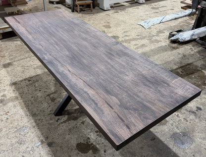 Platane Tischplatte mit gerader Kante 230x85x4cm dunkel geölt