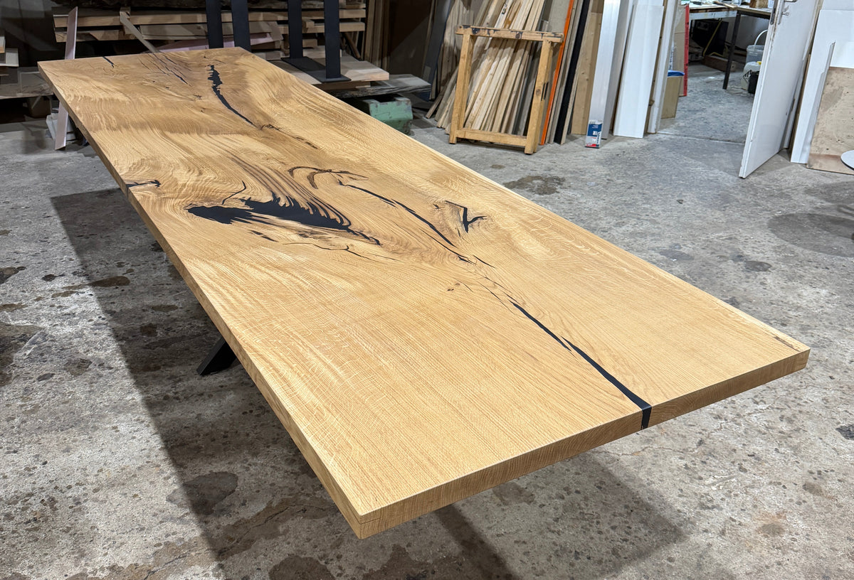Eiche Tischplatte mit gerader Kante 355x101x5cm
