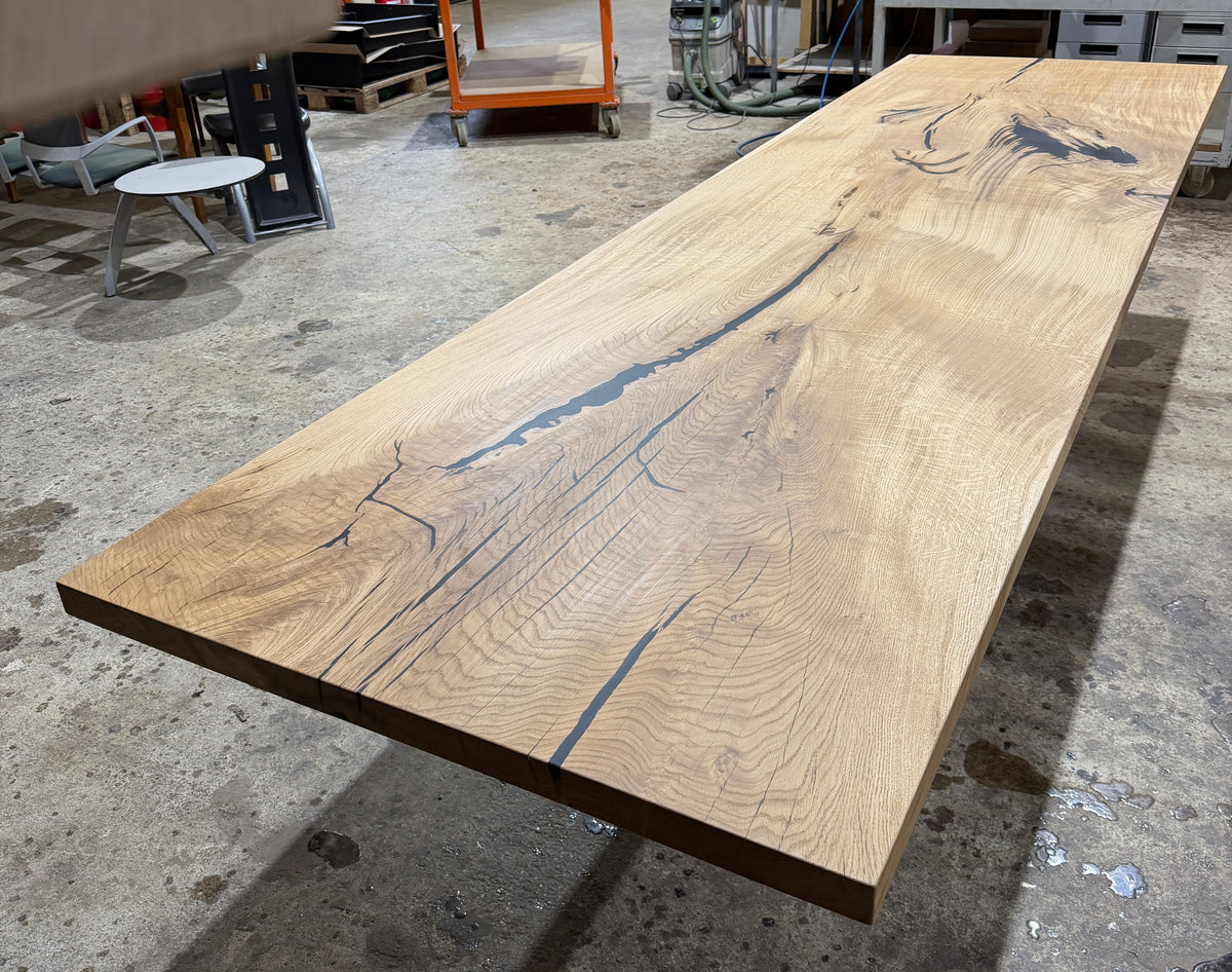 Eiche Tischplatte mit gerader Kante 355x101x5cm