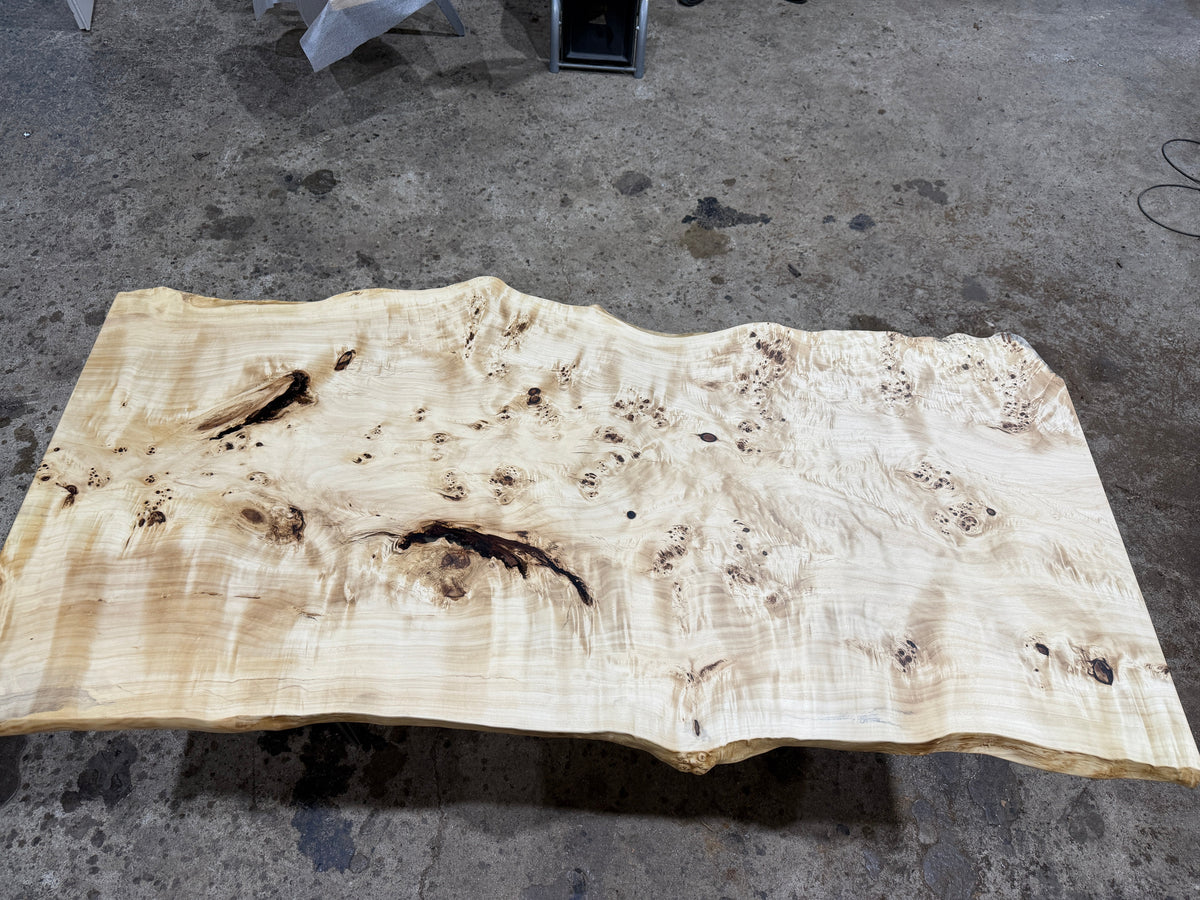 Maserpappel Tischplatte mit Baumkante 190x88x5cm