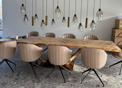 Maserpappel Tisch mit gerader Kante Lang