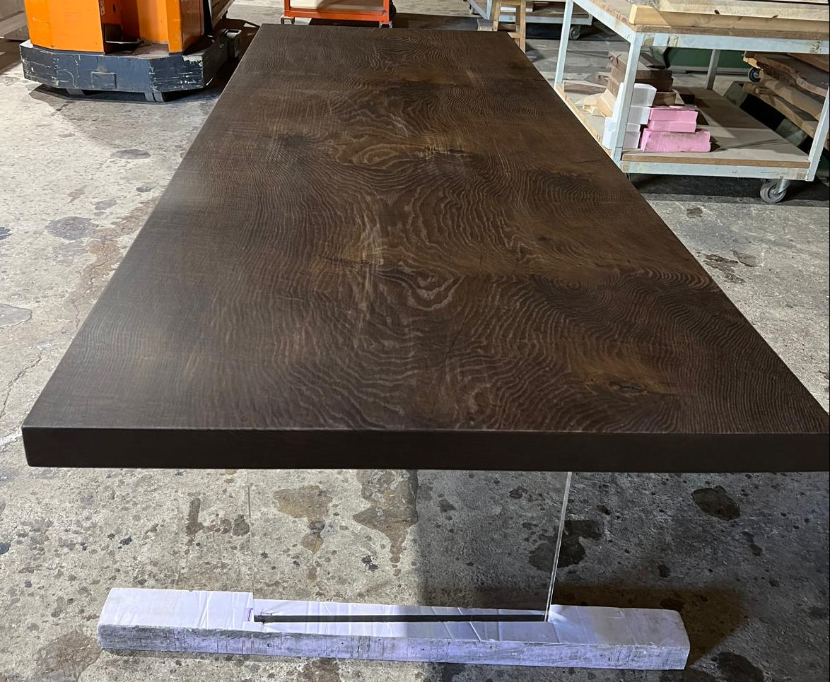 Räuchereiche Tischplatte mit gerader Kante 260x100x5 cm