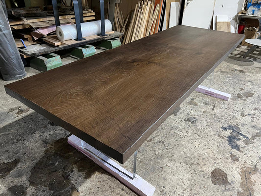 Räuchereiche Tischplatte mit gerader Kante 260x100x5 cm