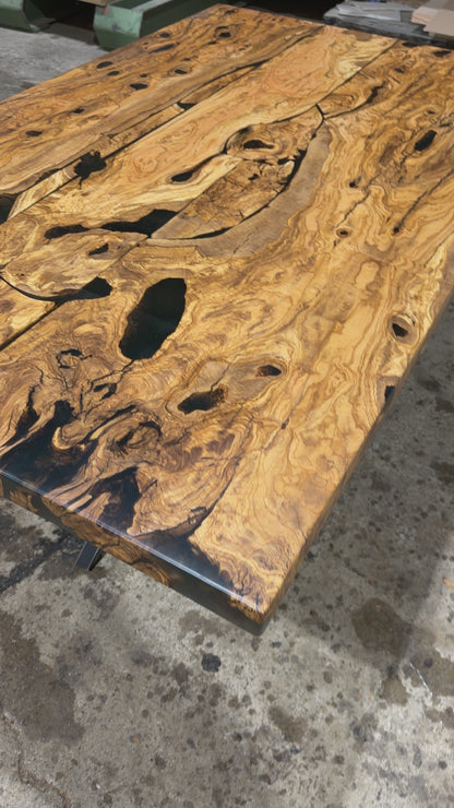 Olive Tischplatte mit gerader Kante 180x110x4 cm