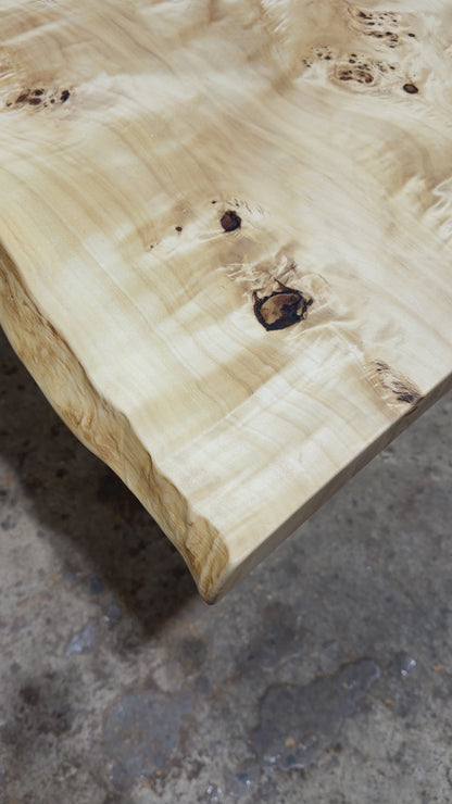 Maserpappel Tischplatte mit Baumkante 190x88x5cm